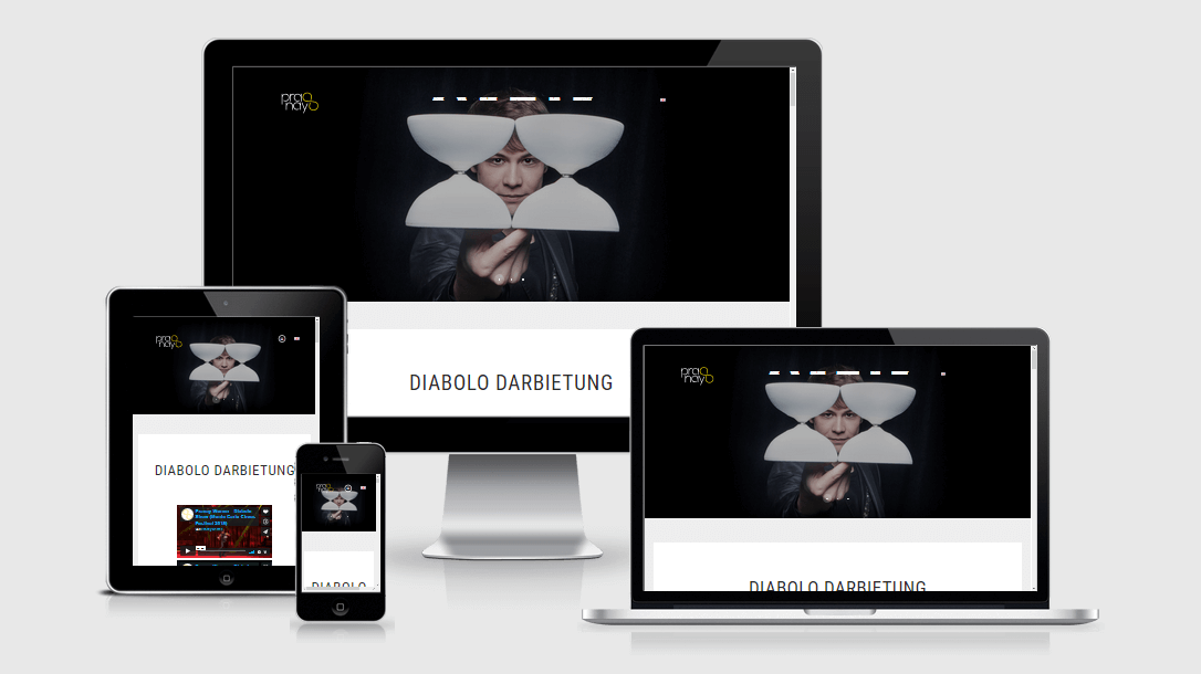Die Webseite von "Pranay" dargestellt auf 4 verschiedenen Bildschirmgrößen (Handy, Tablet, Laptop und Desktopmonitor)