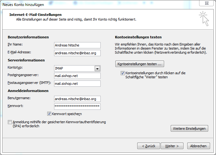 Screenshot Outlook