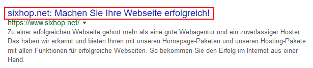 screenshot des webseitentitels in der Googlesuche