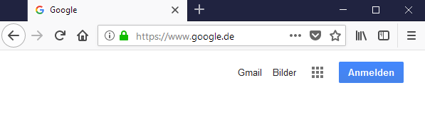 Ein screenshot einer Google Seite, wenn der Benutzer nicht eingeloggt ist