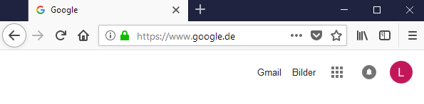 Ein screenshot einer Google Seite, wenn der Benutzer eingeloggt ist