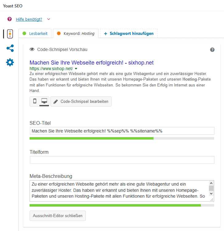 YOAST SEO Titel und Description