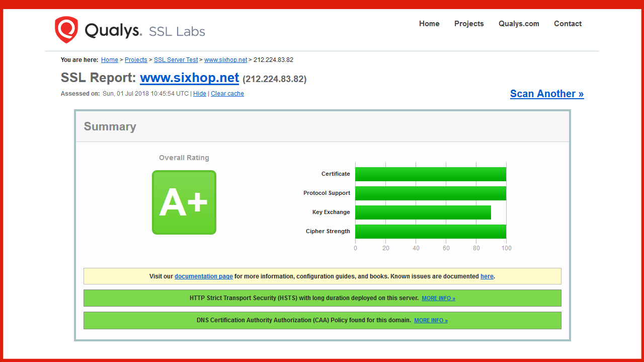 screenshot des ssl labs testtools