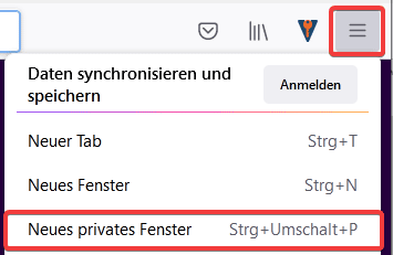 Menü bei Firefox